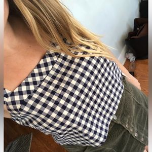 Navy Gingham Cropped Tank